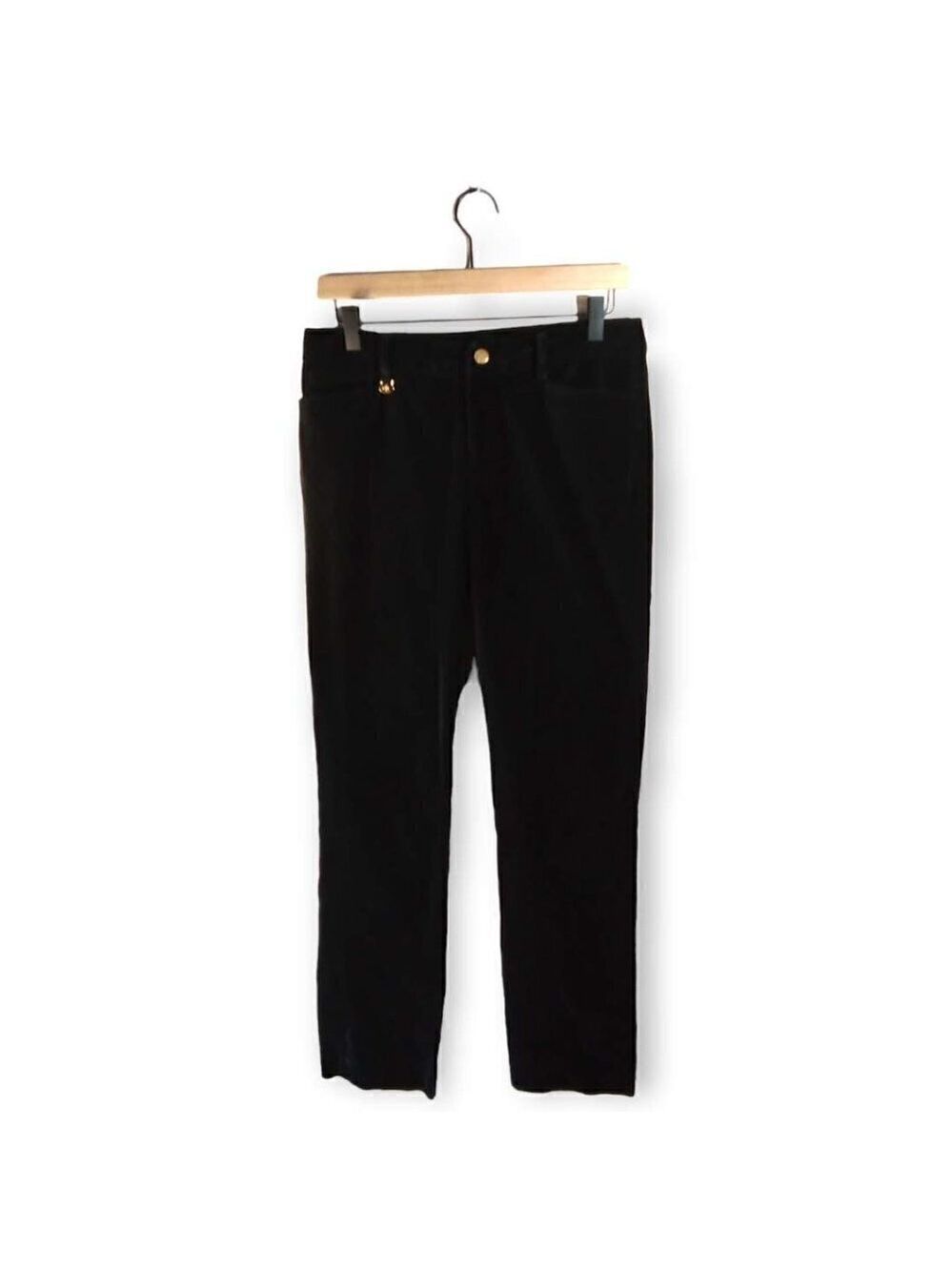 Ralph Lauren Black Velour Straight Leg Mid-Rise Pants Size 4